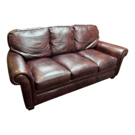 Hancock & Moore Oxblood Leather Sofa. Original Price: $3,495