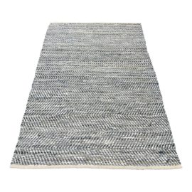 5ft X 7ft Serena & Lily Porter Denim and Suede Herringbone Area Rug. Original Price: $1,200