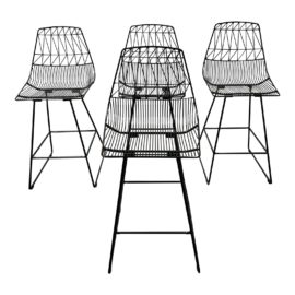 Bend Goods Outdoors Black Galvanized Steel Bar Stools, Set of Four. Original Price: $2,400