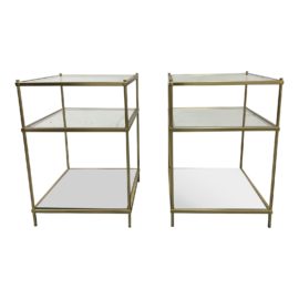 Fox Hill Trading Simplicity 3 Tier Shelf Night Stand/End Table, Pair