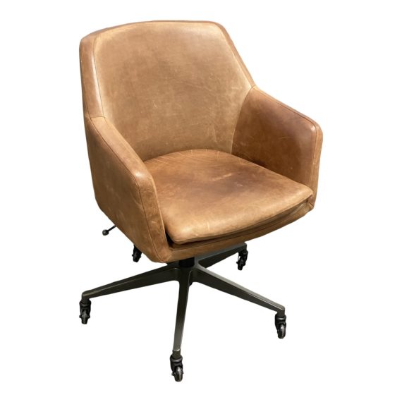West Elm Helvetica Leather Swivel Office Chair