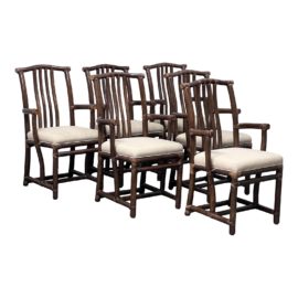 1970s McGuire Bamboo Armchairs, Set of Six