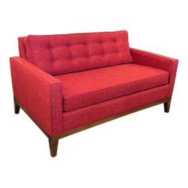 Custom Urban Red Tufted Loveseat