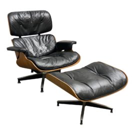 Vintage Charles & Ray Eames Leather Lounge Chair + Ottoman