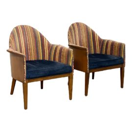 Mid 20th Century Modern Walnut Armchairs, a Pair