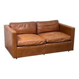 Vintage Marco Fine Furniture Pfister Cognac Leather Loveseat