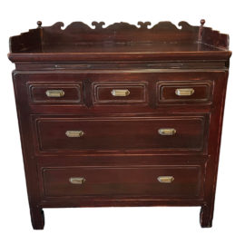 Vintage Asian Gallery Rail 5 Drawer Dresser