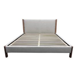 NEW Eastern King Custom Alabaster Chenille Bed Frame. Original Price: $3,075