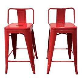 Gia Low-Back Counter-Height Metal Stools, a Pair
