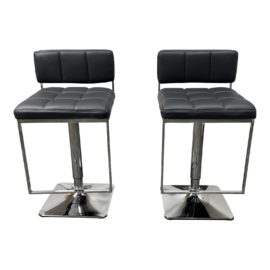 Alameda Adjustable Chrome Base Bar Stools, a Pair
