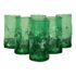 Blenko Crackle 418 Emerald Dimple Indented Water Glasses, Set of Six