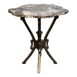 Vintage Two Piece High Top Drink Table + Petrified Live Edge Wood Table Top