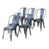 Tolix Style Metal Slat Back Stacking Chairs, Set of 6