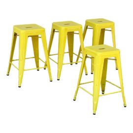 Tolix Xavier Pauchard Marais Yellow Counter Stools, Set of 4. Original Price: $1,780