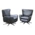 Pottery Barn Wells Indigo Leather Swivel Recliners, a Pair. Original Price: $4,400