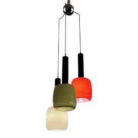 Mid 20th Century Stilnovo Murano Glass Multicolored Pendant Chandelier. Original Price: $2,500