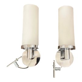 Kubic Collection Ginger Wide Rosette Chrome Wall Sconces, a Pair. Original Price: $530
