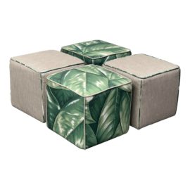 Pierre Frey Custom Cube Ottomans, Set of Four