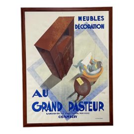 C. Villot Vintage "Au Grand Pasteur" Framed Poster. Original Price: $1,400