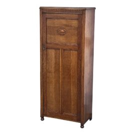 Antique Tiger Oak Jacobean Revival Closet Armoire