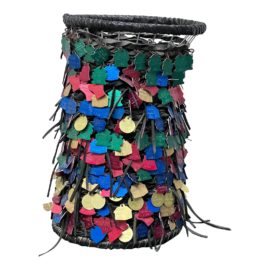 1980-1990s Cedartown, Georgia Dog Tag Leather Strap Basket