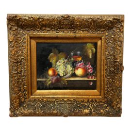 C. Banini Large Still Life With Fruit Oil Painting