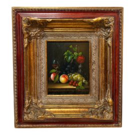 Parey Large Still Life With Fruit, Wine and Rose Oil Painting