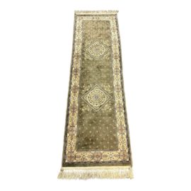 2ft 1.5in X 7ft 2in Vintage Silk Green + Burgundy Area Runner