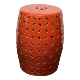 Orange Ceramic Pierced Lattice Garden Stool