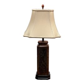Excelsior Vintage Embossed Brass + Stone Table Lamp