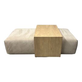 Custom Leather Ottoman + Driftwood Coffee Table Combination. Original Price: $3,950
