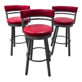 Amisco Americo Red Bar Stools, Set of Three. Original Price: $1,350