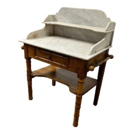 19th Century French Faux Bamboo Marble Top Wash Stand
