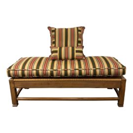 Custom Design Alder Bench + Neutral Stripe Cushion + Two Pillows. Original Price: $2,500