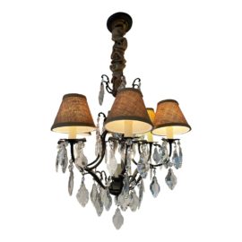 Vintage Seven Light Iron + Crystal Chandelier