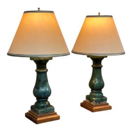 Antique Chinese Balustrade Table Lamps, a Pair