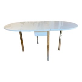 Habitat Uk White Laminate + Chrome Dining/Drop Leaf Console Table
