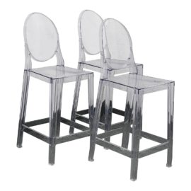 Kartell Phillippe Starck Victoria Ghost Counter Stools, Set of Three. Original Price: $1,680