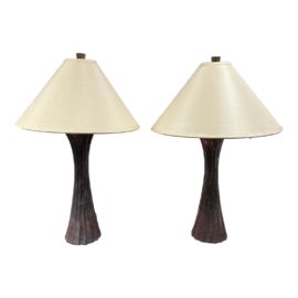 Late 20th Century McGuire Robert Kuo "Diva" Collection Silver Lamps, a Pair