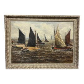 A.B.B. 1893 Orignial Sailing Oil Painting