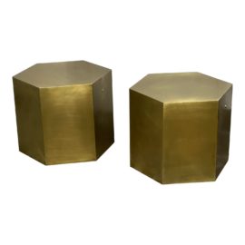 Noir Aria Brass End Tables, Pair. Original Price: $3,600