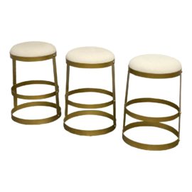 Noir Dior Antique Brass Metal Base Counter Stools, Set of Three. Original Price: $2,500