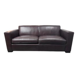 Room & Board Franklin Espresso Leather Fold-Out Queen Sleeper Sofa. Original Price: $7,800