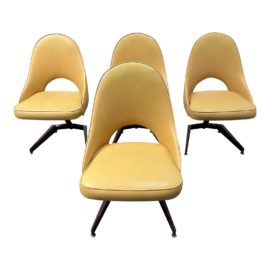 Vintage Cal-Style Vinyl Dining Room Chairs, Set of Four