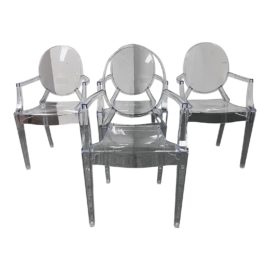 Philippe Starck Replica 'Ghost' Transparent Dining Room Chairs, Set of Four