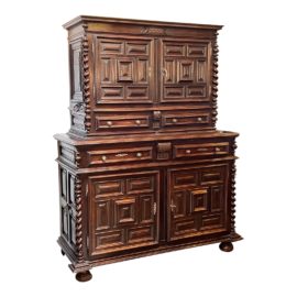 18th Century Antique Flemish Two Piece Cabinet. Original Price: $20,000