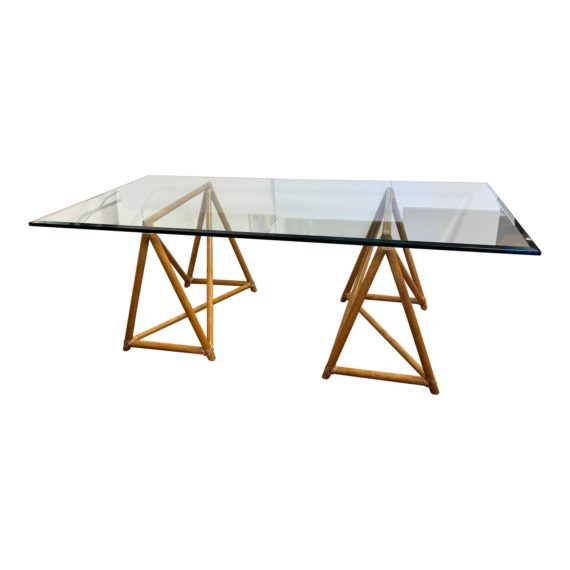 1990s-palecek-bamboo-leather-wrapped-glass-dining-room-table-3300