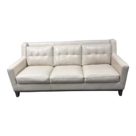 Mid Century Modern Style Ivory Faux Leather Sofa