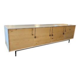 BDDW Custom Lake Mid White Lacquer + Oxidized Maple Credenza. Original Price: $15,000