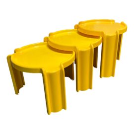 Kartel Model 4905/6/7 Yellow Nesting Tables Attributed to Giotto Stoppino